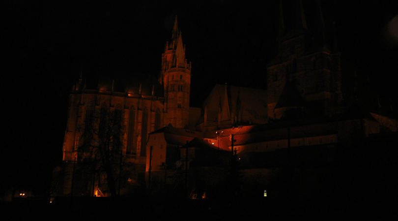 Erfurter Dom bei Nacht